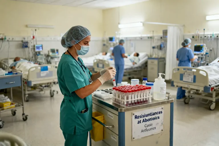 Infirmière manipulant des échantillons en milieu hospitalier pour recherche bhre définition