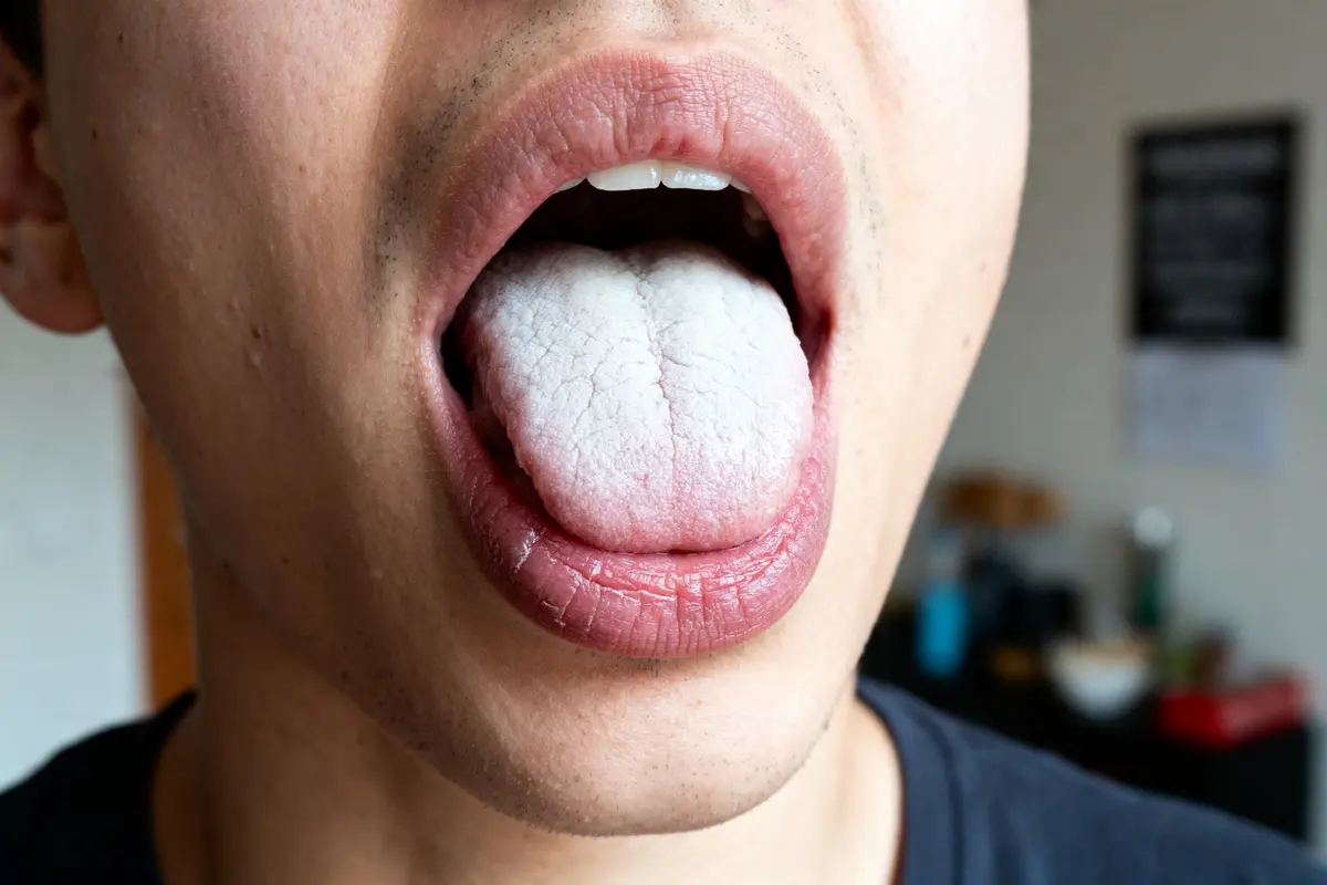 Langue blanche et mal de gorge : causes, symptômes et traitement ?